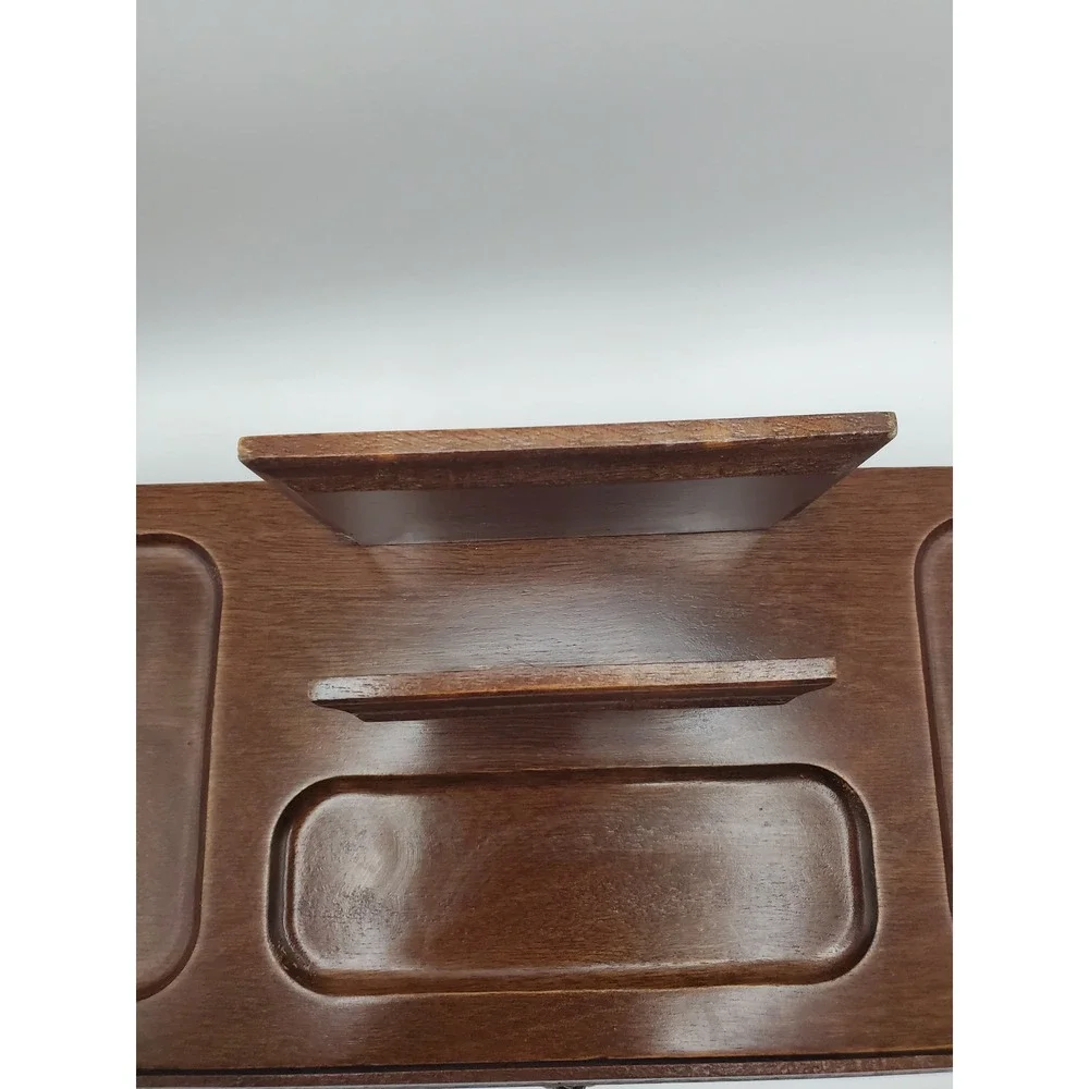 Vintage London Leather Men's Wooden Dresser Valet Box